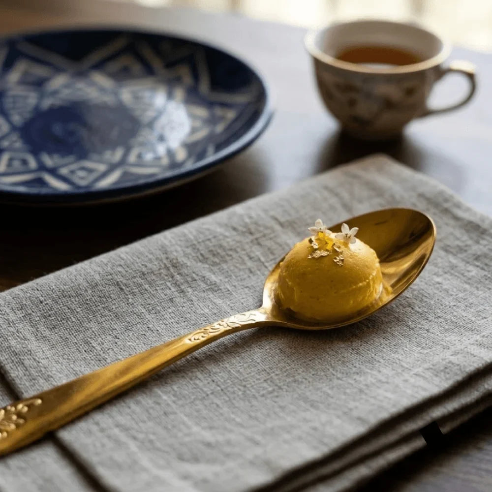 Golden Printed Spoon Design (4pcs)