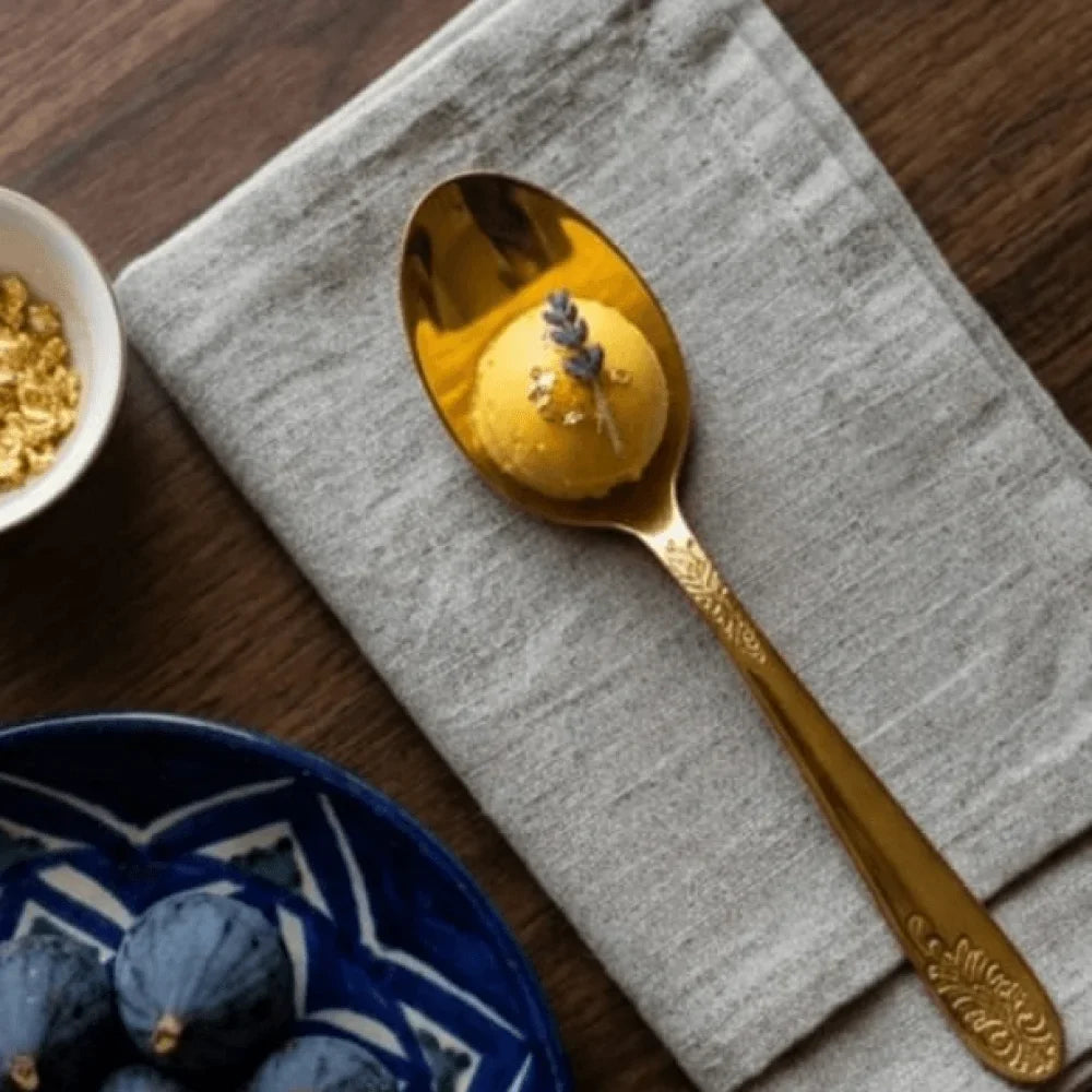 Golden Printed Spoon Design (4pcs)