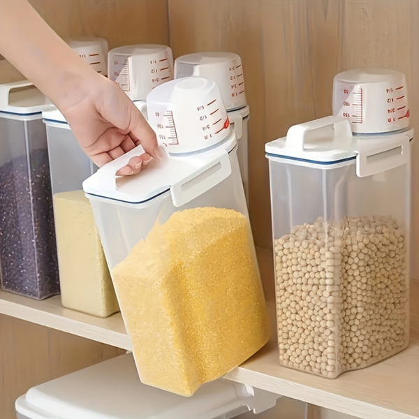 Airtight Grain Cereal Jar With Measuring Cup, food storage container