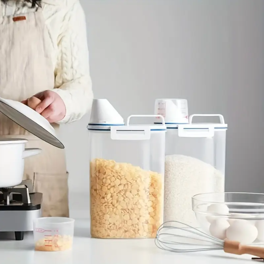 Airtight Grain Cereal Jar With Measuring Cup, food storage container
