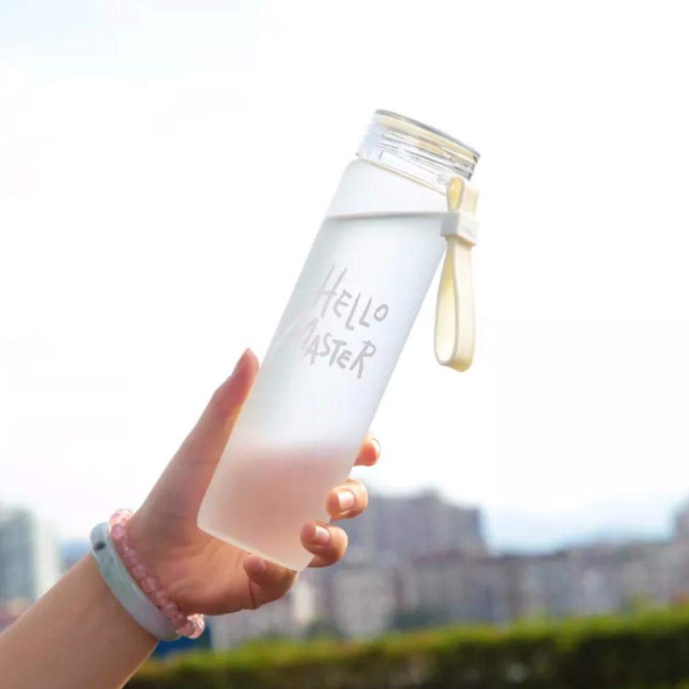 Hello Master Borosilicate Water Bottle 480ML, Leakproof, Transparent Stylish Water Glass Bottle