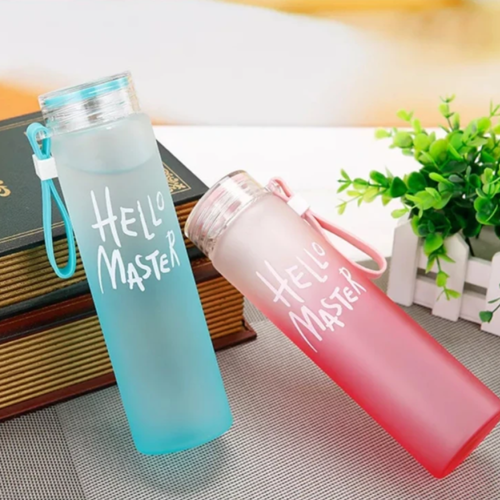Hello Master Borosilicate Water Bottle 480ML, Leakproof, Transparent Stylish Water Glass Bottle