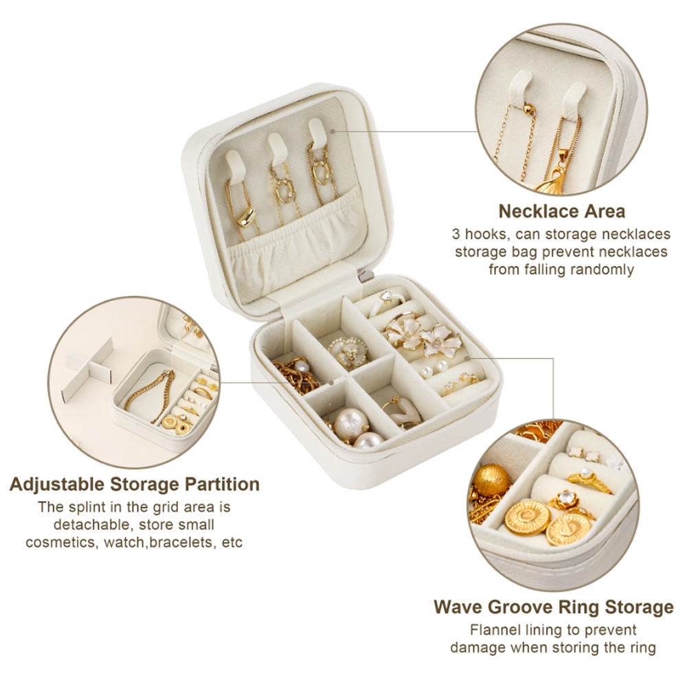 Leather Mini Jewelry Travel Case, Small Travel Jewelery Organizer