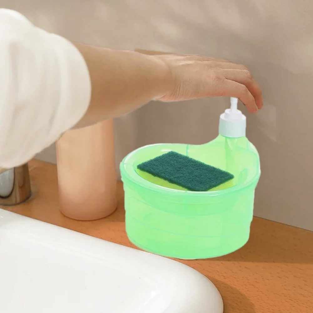 Liquid Sponge Caddy Soap Dispenser With Pump & Sponge with Caddy Organizer Holder for Kitchen Sink