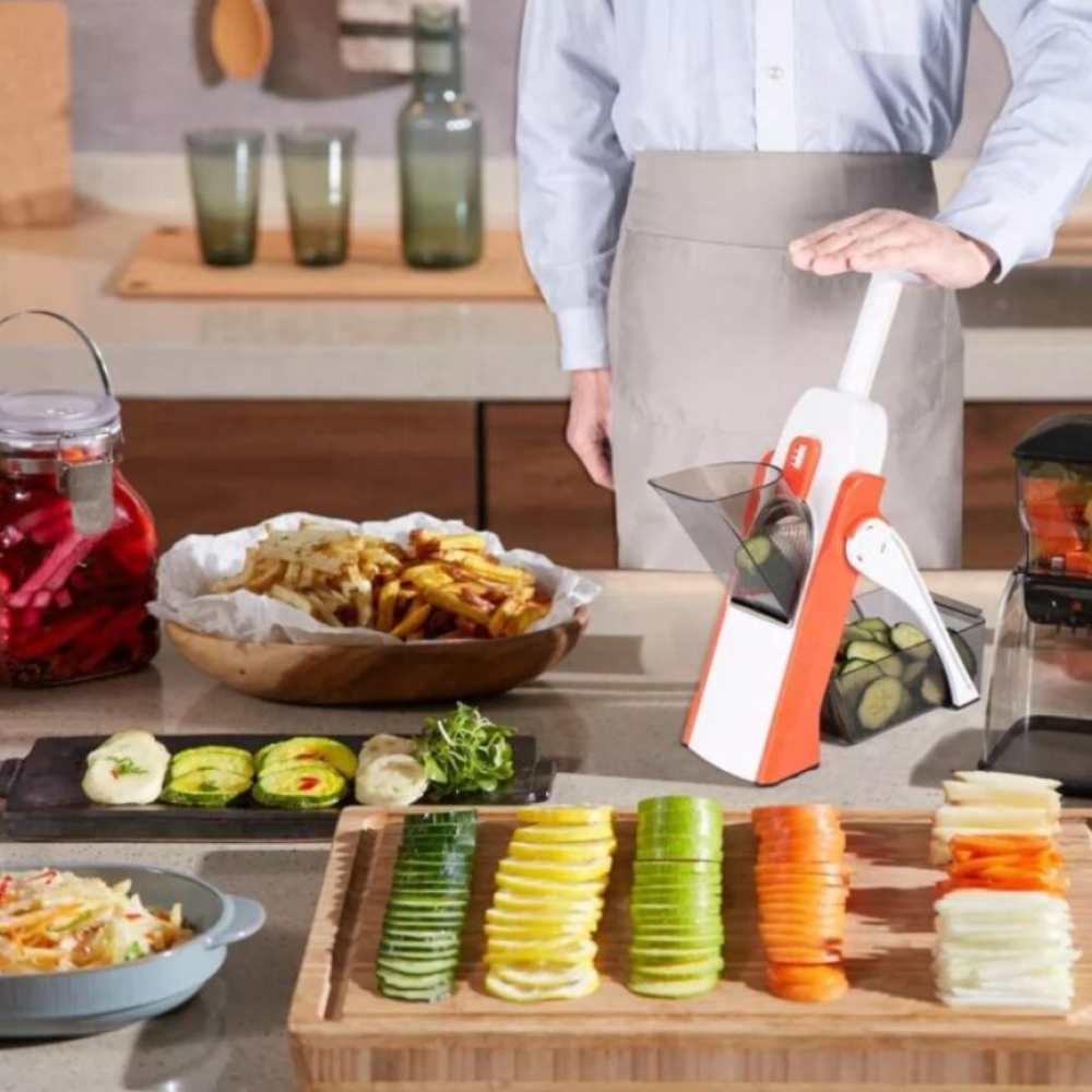 5 in 1 Mandoline Spring Slicer Vegetable and Fruits Cutter Meal - Brava Slicer and Dicer