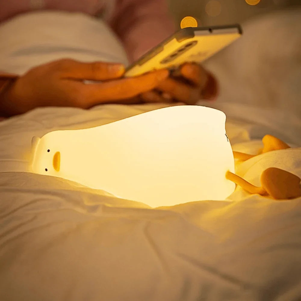 Rechargeable Lazy Duck Lamp, Multipurpose Silicon Touch Sensor Tap Light