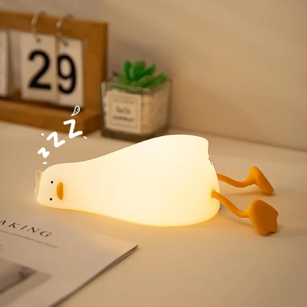 Rechargeable Lazy Duck Lamp, Multipurpose Silicon Touch Sensor Tap Light