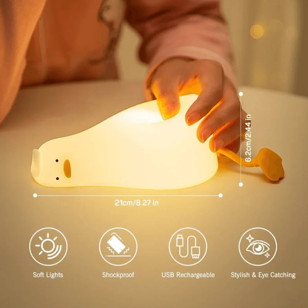 Rechargeable Lazy Duck Lamp, Multipurpose Silicon Touch Sensor Tap Light