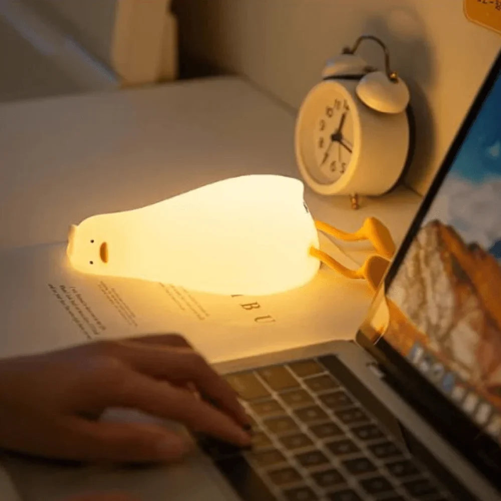 Rechargeable Lazy Duck Lamp, Multipurpose Silicon Touch Sensor Tap Light