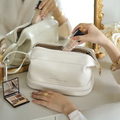 Travel Makeup Bag, Double Layer Waterproof Leather Cosmetic Bag, Large Makeup Bag