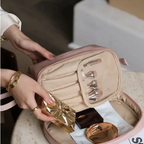 Travel Makeup Bag, Double Layer Waterproof Leather Cosmetic Bag, Large Makeup Bag