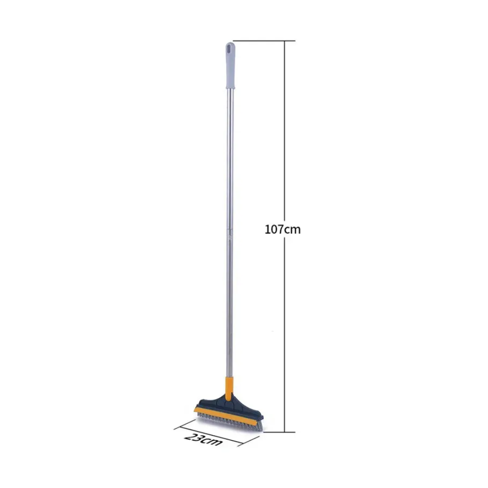 2 in 1 Floor Scrub Brush, V-Shaped Floor Scrub Brush with Long Handle Removable Wiper for rooms , windows