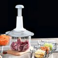 Manual Hand Operated Chopper Pump Action With Free 3 Blades Food Processor Portable Container And Easy To Clean Kitchen Gadget