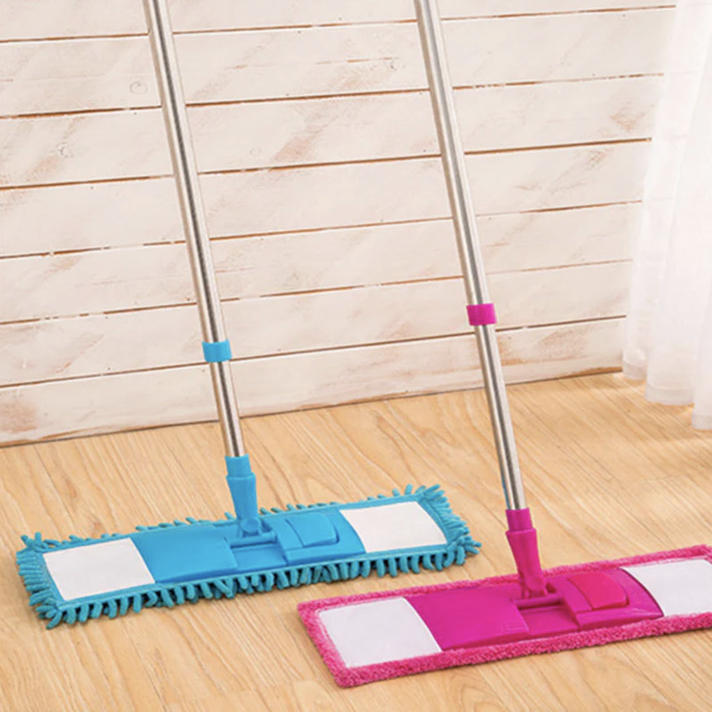 Dust Mop for Floor Cleaning, Microfiber Dry and Wet Flat Mops with Washable Pads Extendable and steel rod