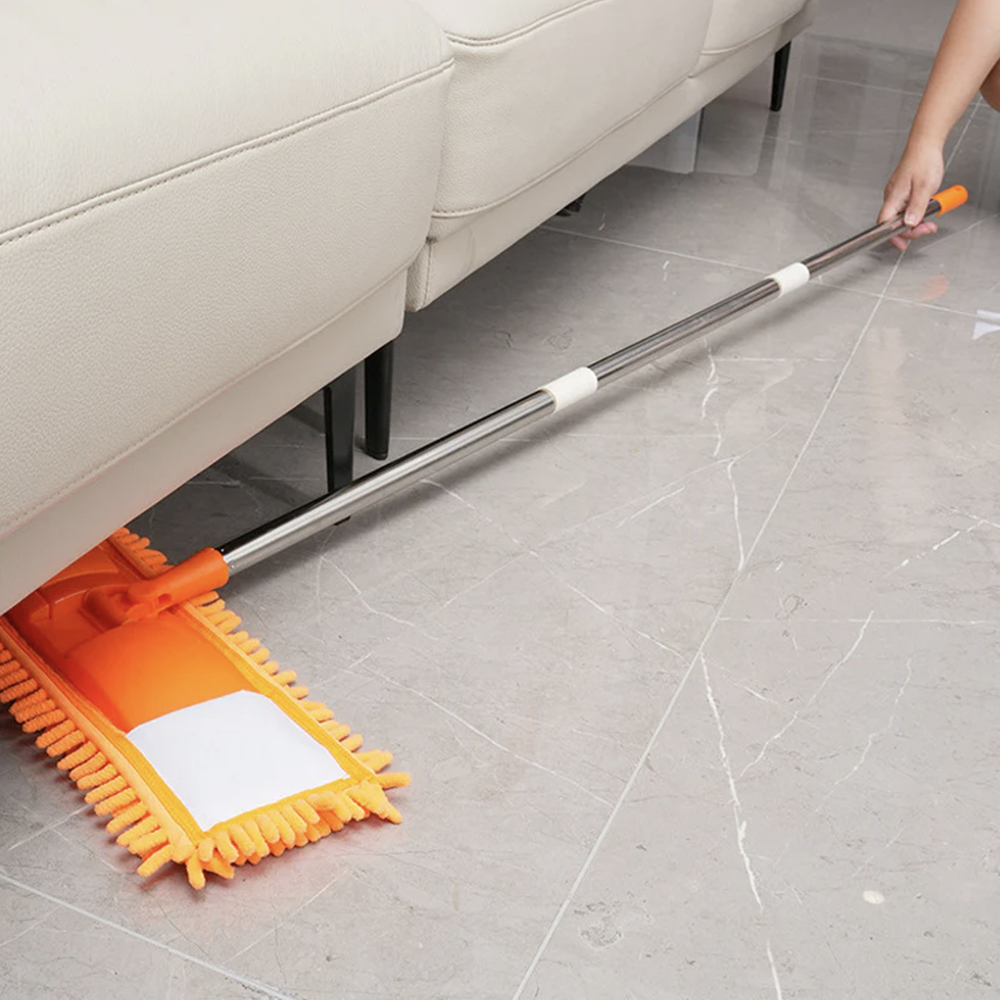 Dust Mop for Floor Cleaning, Microfiber Dry and Wet Flat Mops with Washable Pads Extendable and steel rod