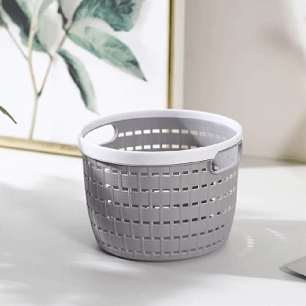Mini Round Desktop Organizer Plastic Basket