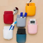 Remote Control Holder, Wall Mount Pen Holder Hole-Free Self Adhesive Phone Charging Organizer Pencil Storage Containers for Home Office School