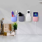 Remote Control Holder, Wall Mount Pen Holder Hole-Free Self Adhesive Phone Charging Organizer Pencil Storage Containers for Home Office School