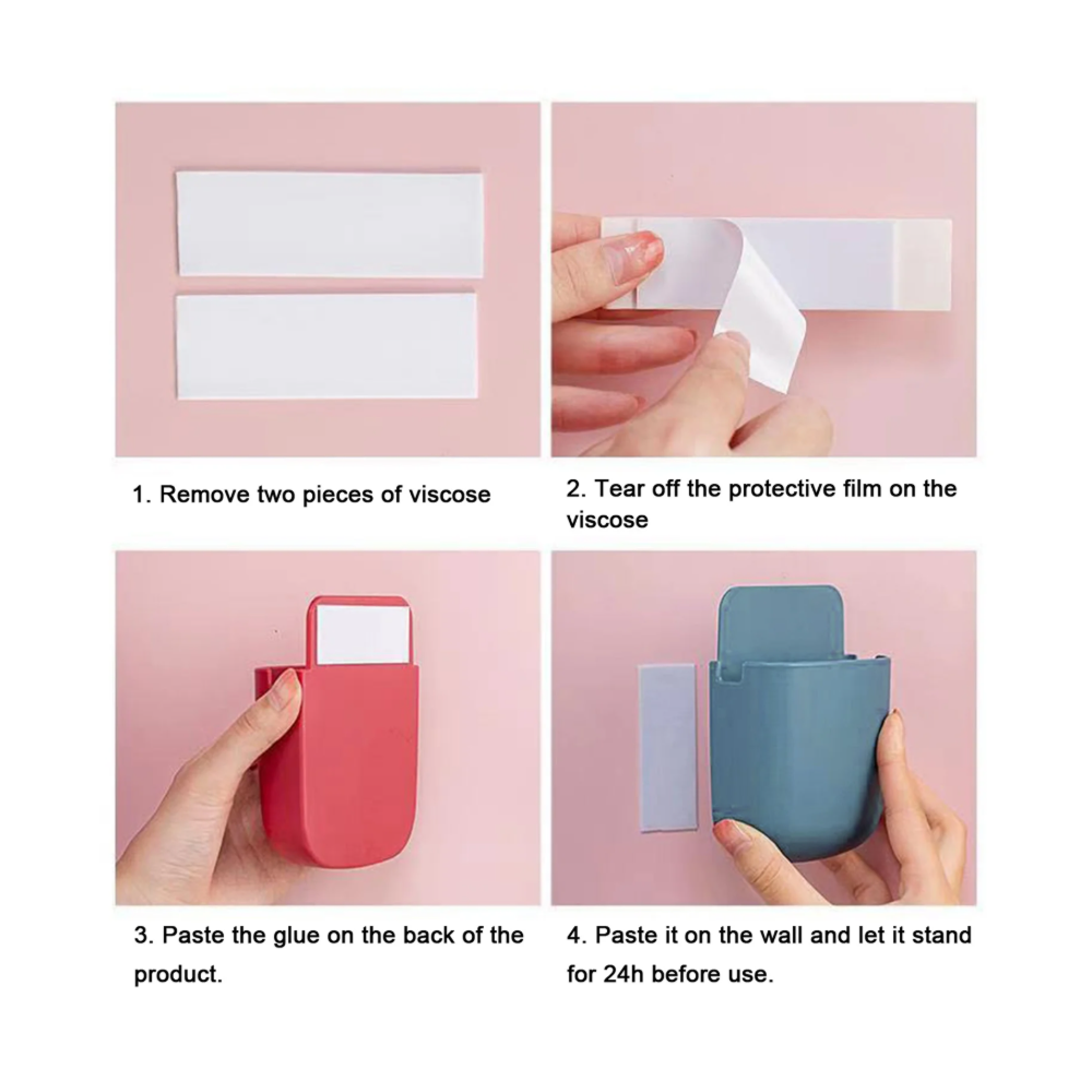 Remote Control Holder, Wall Mount Pen Holder Hole-Free Self Adhesive Phone Charging Organizer Pencil Storage Containers for Home Office School