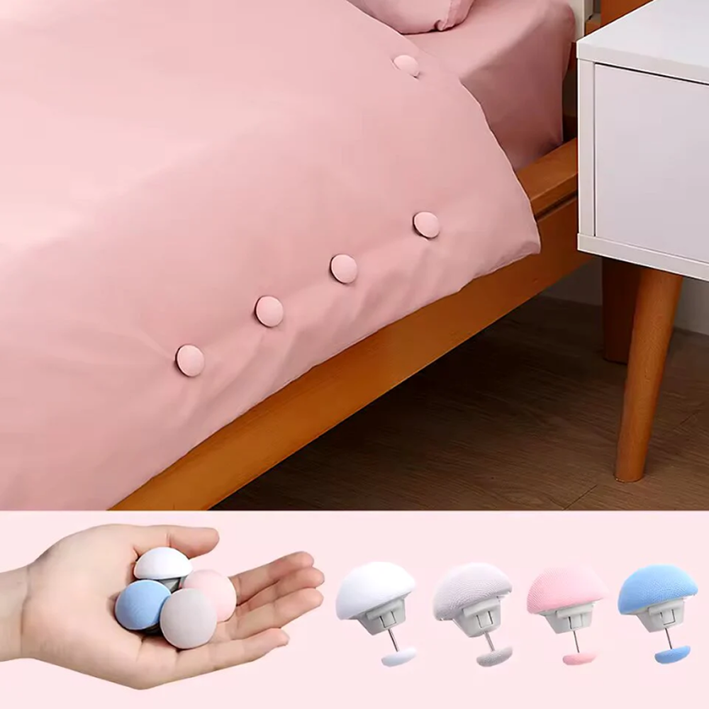 4pcs Bed Sheet Clips Non-Slip Fitted Quilt Sheet Holde Household Simple Pure Color Quilt Holder Mushroom Shape Quilt Clip
