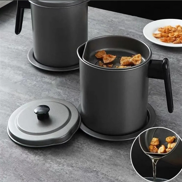 Oil Filter Pot Oil Strainer Pot, Stainless Steel Oil Pot Fat Storage With Lid
