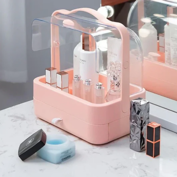 Premium Makeup Beauty Cosmetic Organizer With Glass Slide