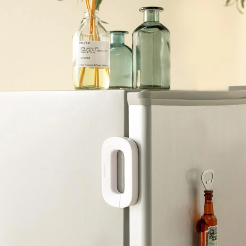 Child Safety Refrigerator Lock | Strong Adhesive Baby Safety Lock for Fridge, Freezer, Cabinet & Appliances