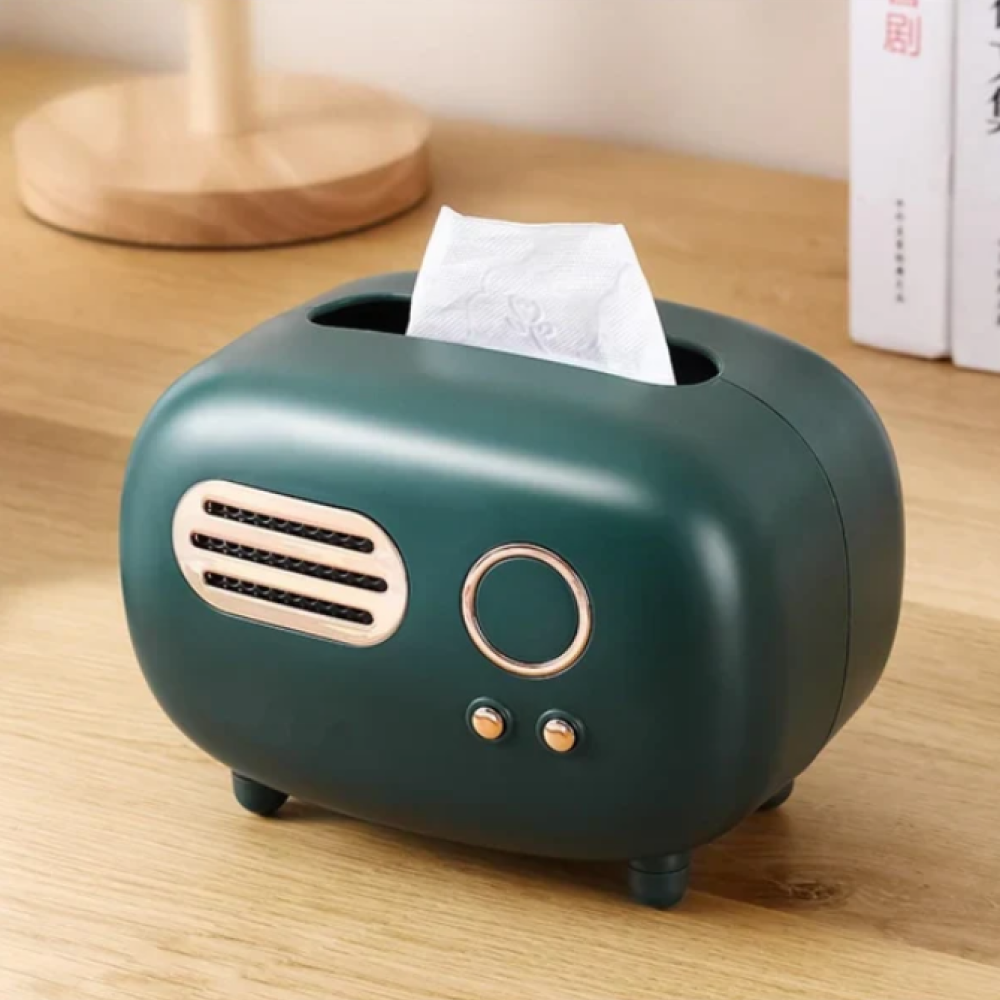 Napkin Case Desktop Retro Radio Style Shape Model Vintage Dispenser Organizer Tissue Box