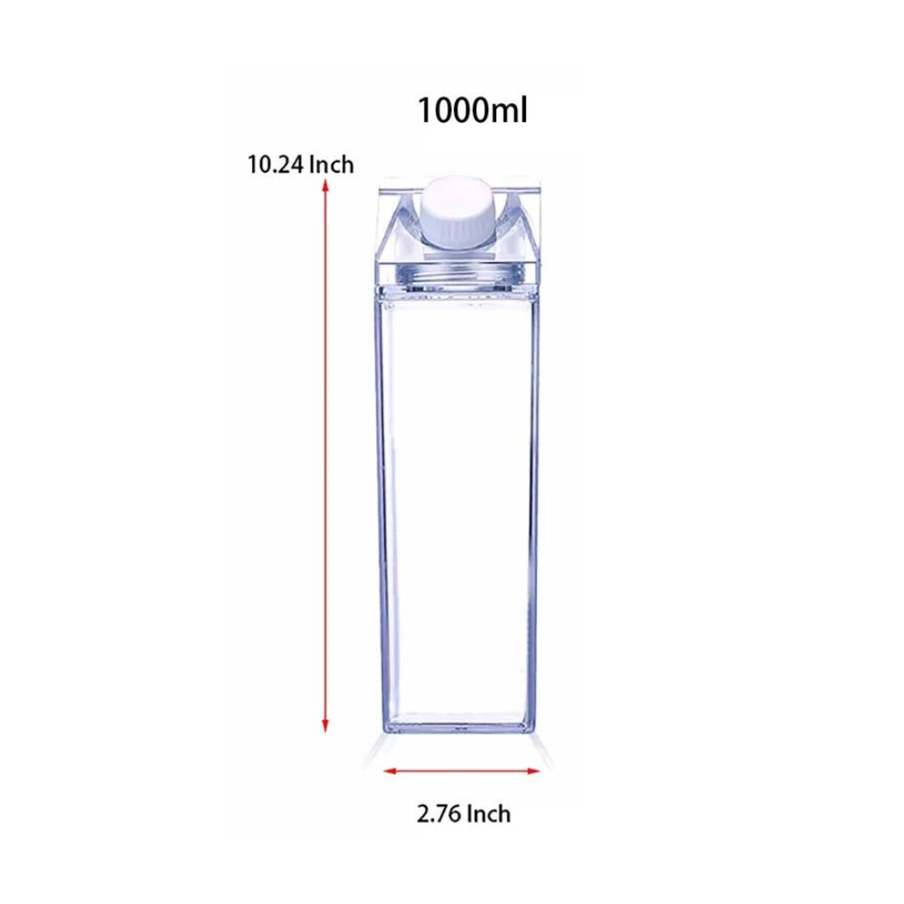 Clear Acrylic Plastic square clear Milk Bottle Water Bottle