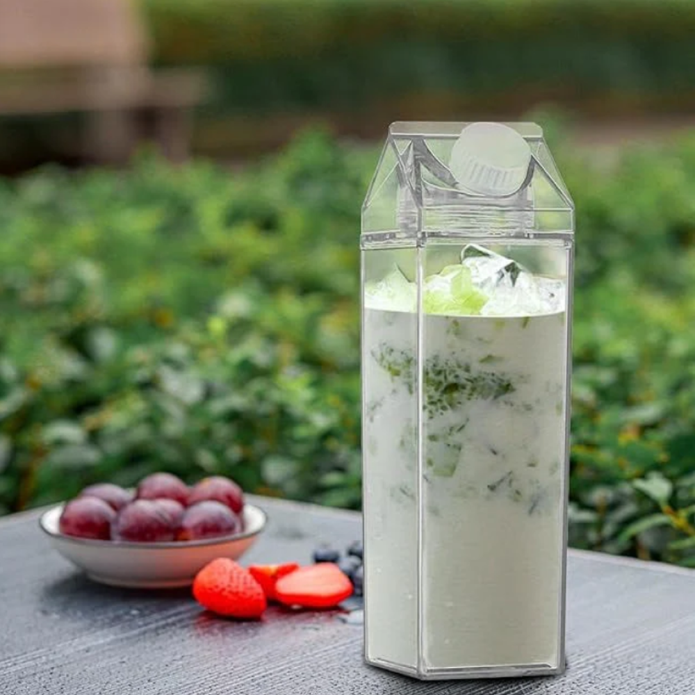 Clear Acrylic Plastic square clear Milk Bottle Water Bottle
