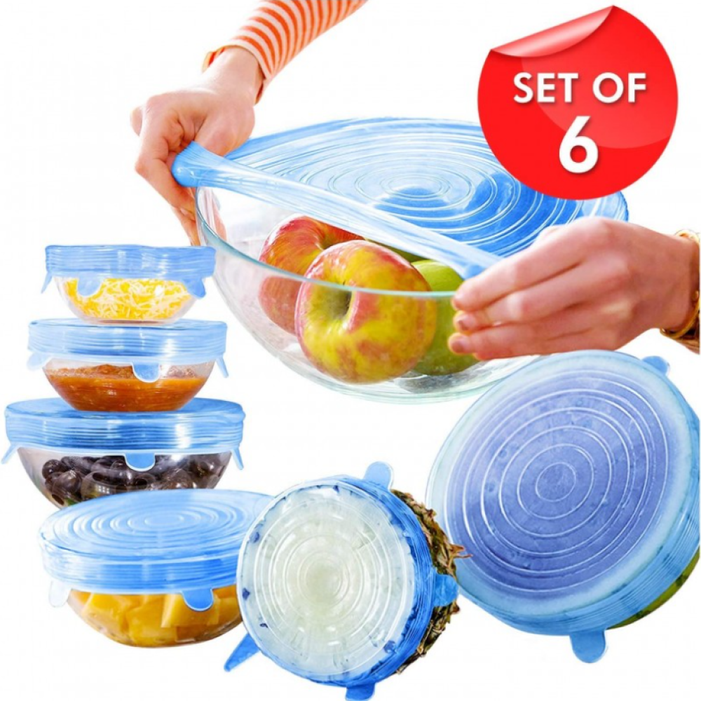 6 PCS Silicone Lids Food Covers, Different Sizes Reusable for Cups Bowls, Stretch Microwave Freezer Can