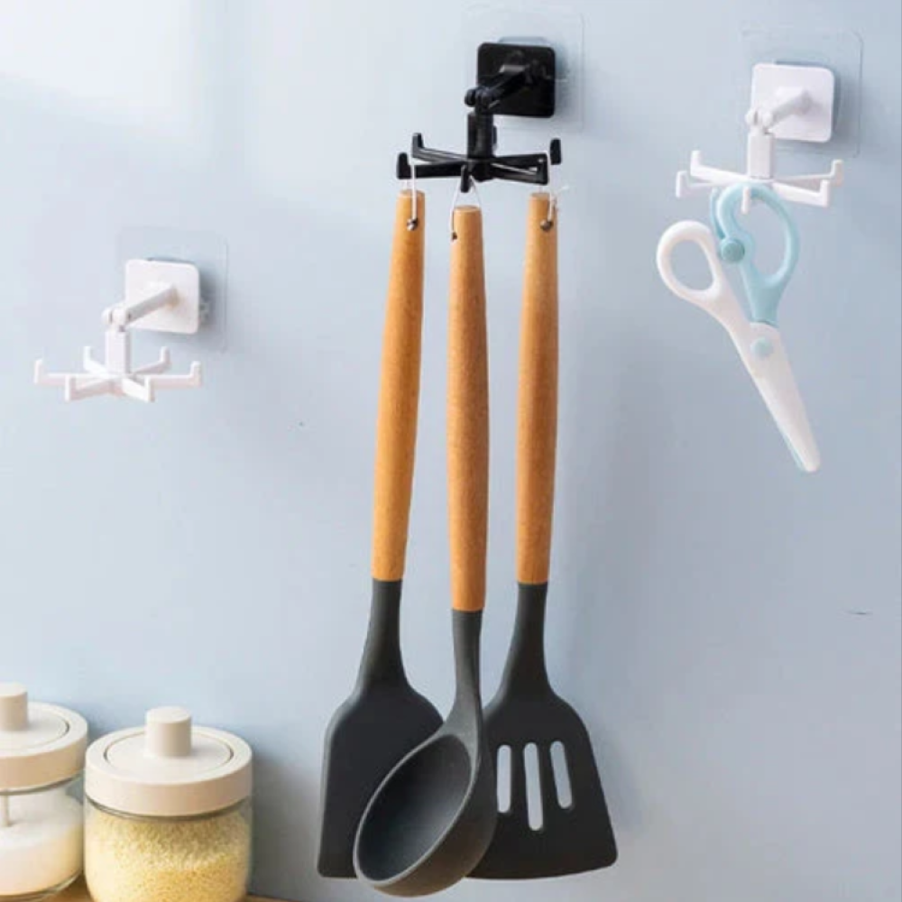 Self-Adhesive Hook Utensil Rack with 6 Hooks for home, Kitchen Bathroom Cabinet