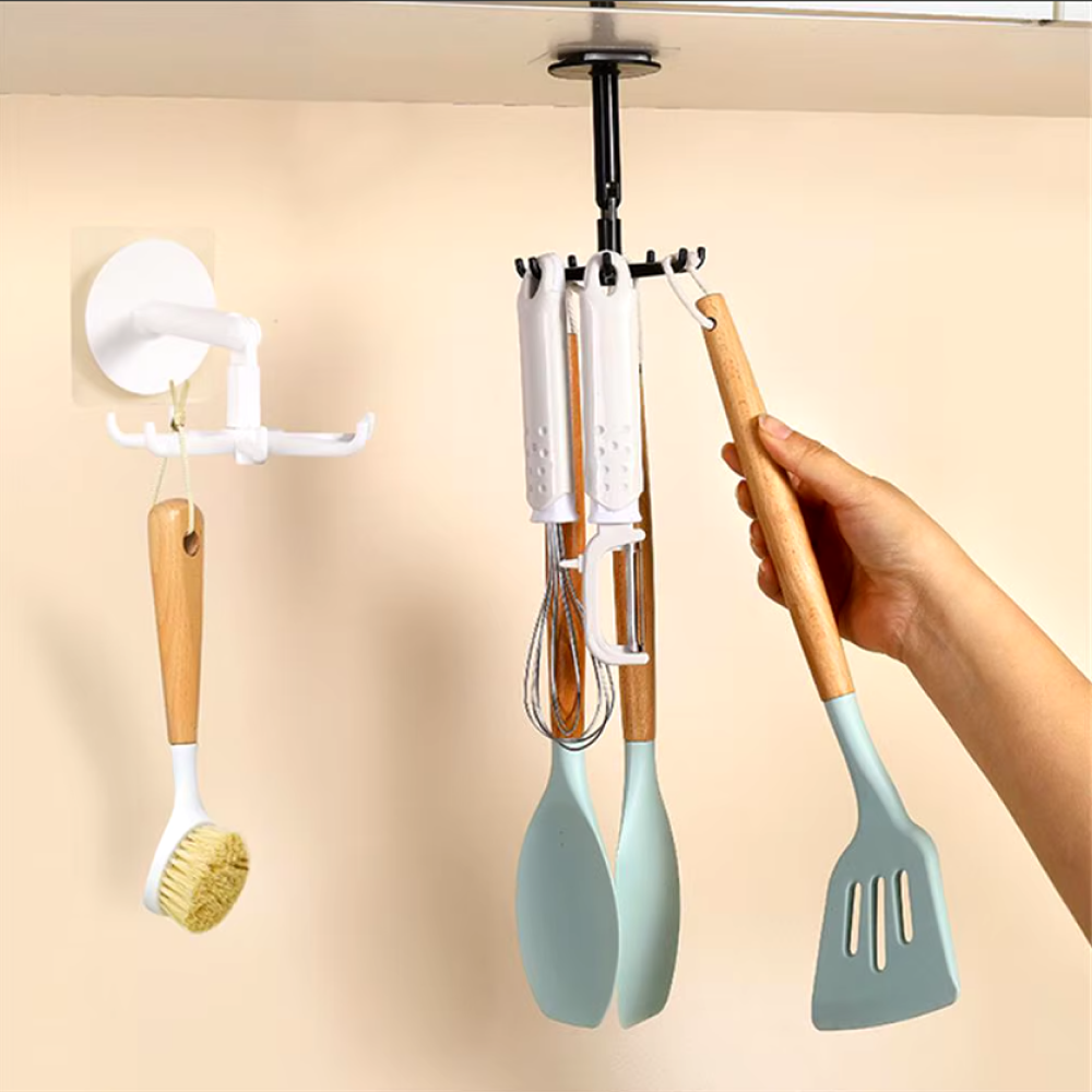 Self-Adhesive Hook Utensil Rack with 6 Hooks for home, Kitchen Bathroom Cabinet