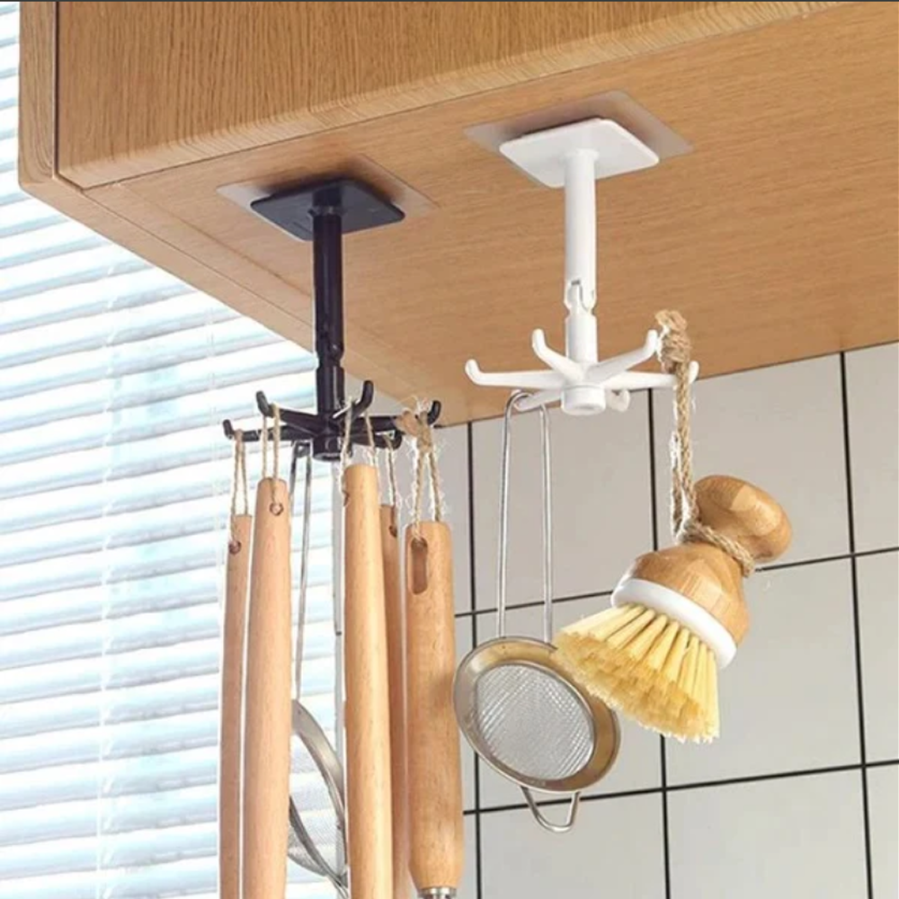 Self-Adhesive Hook Utensil Rack with 6 Hooks for home, Kitchen Bathroom Cabinet