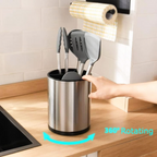 Rotating Kitchen Utensil Holder Stainless Steel