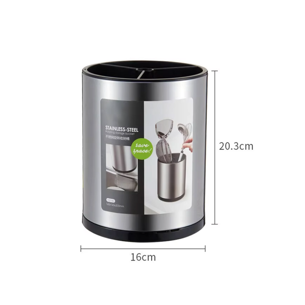 Rotating Kitchen Utensil Holder Stainless Steel