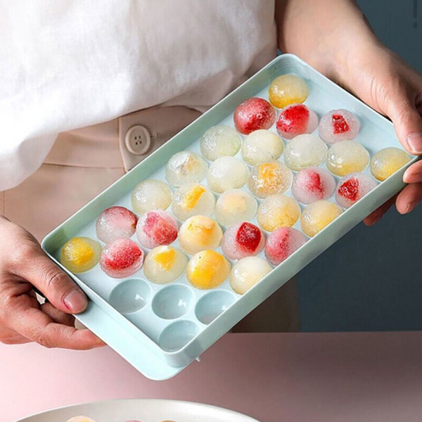 33 Grid Ice Cube Whisky and Cocktails Mold Tray - Round Ice Cube Tray with Lid