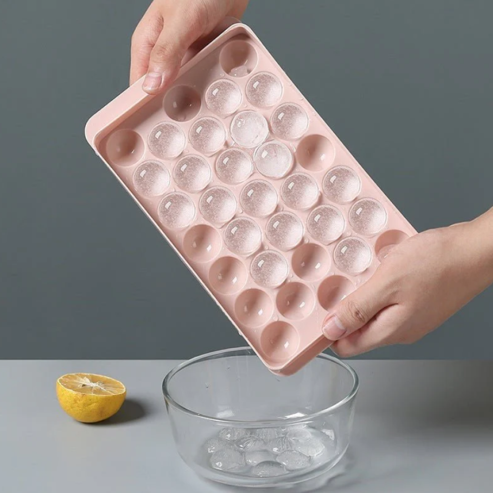 33 Grid Ice Cube Whisky and Cocktails Mold Tray - Round Ice Cube Tray with Lid