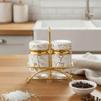 Salt And Pepper Marble Glass Shakers 2pcs