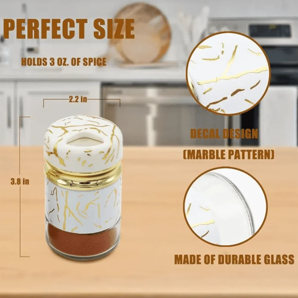 Salt And Pepper Marble Glass Shakers 2pcs