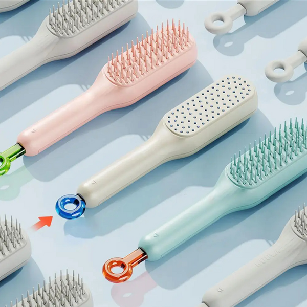 Key Pull Self Cleaning Hair Brush Hairbrushes for Women Easy Clean Hair Brush