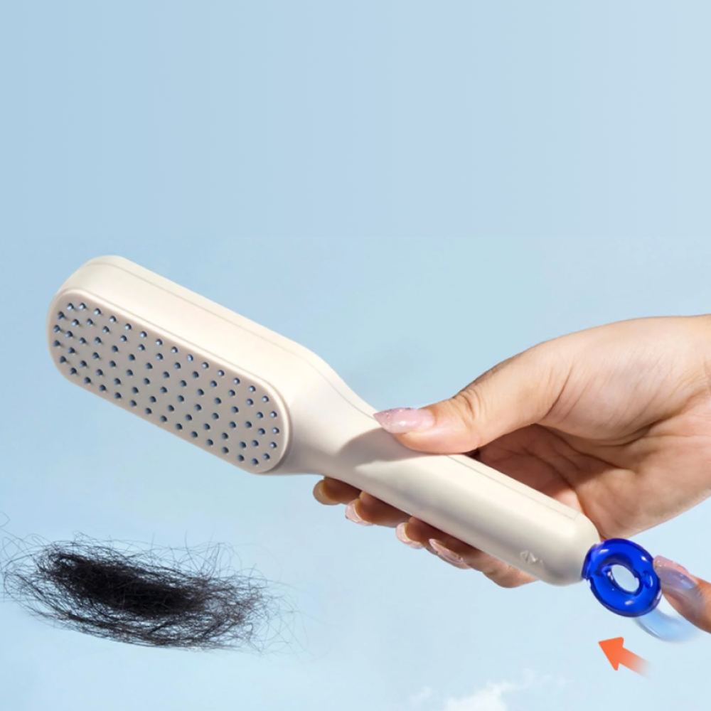 Key Pull Self Cleaning Hair Brush Hairbrushes for Women Easy Clean Hair Brush