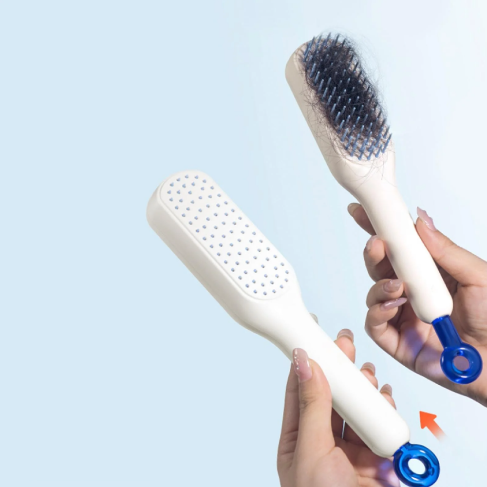 Key Pull Self Cleaning Hair Brush Hairbrushes for Women Easy Clean Hair Brush