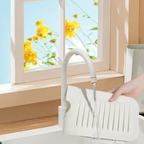 Silicone Kitchen Sink Splash Guard Mat with Faucet Drainer, Adjustable Silicone Sink Faucet Drying Pad