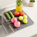 Silicone Dish Drying Mat With Drain Sprout - Anti-Slip Kitchen Drainer Mat