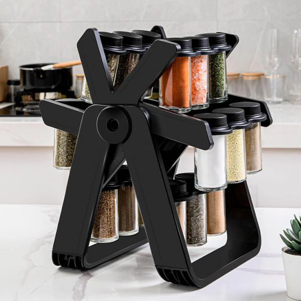 Rotating Spice Rack with 18 Bottles - Hanging Kitchen Organizer Holder