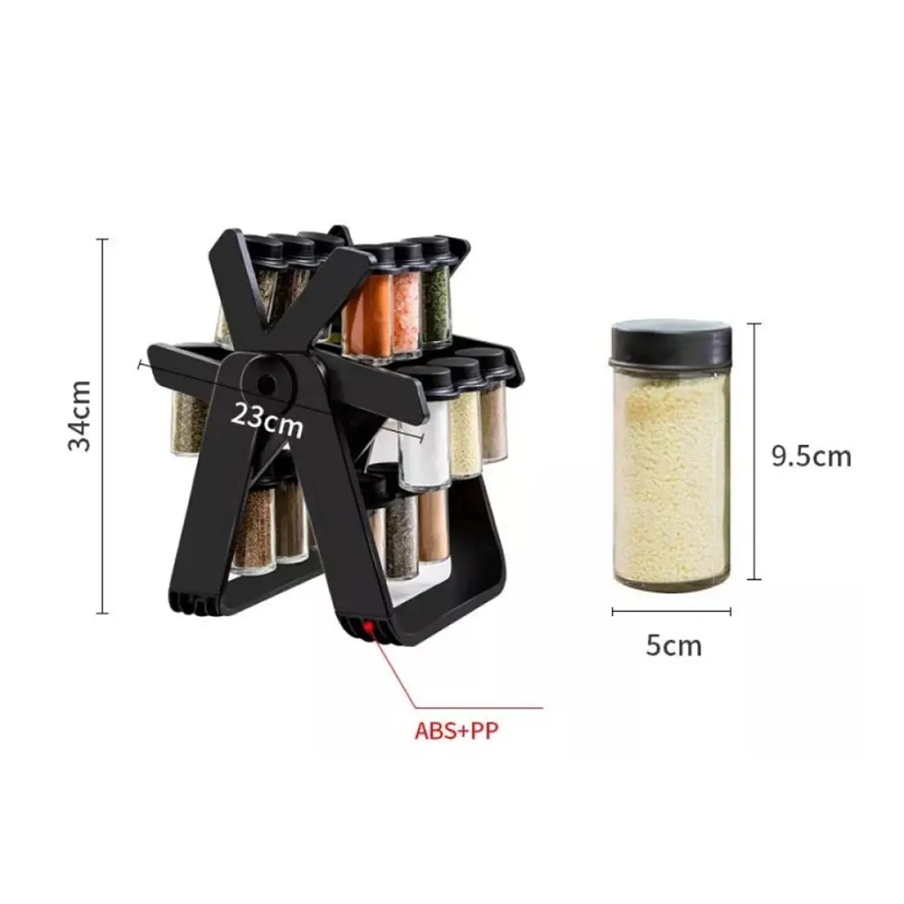 Rotating Spice Rack with 18 Bottles - Hanging Kitchen Organizer Holder
