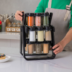 Rotating Spice Rack with 18 Bottles - Hanging Kitchen Organizer Holder