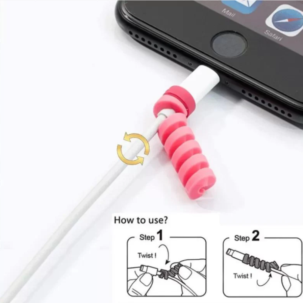 Pack of 4 Spiral Silicone Cable Protector Wire Protector for Chargers, Headphones, Mouse, and Cables Eco-friendly and Durable
