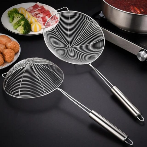 Deep Frying Strainer Spoon Mesh Net Strainer Stainless Steel Food Frying Oil Filter Pot Fry Strainer Deep Fryer